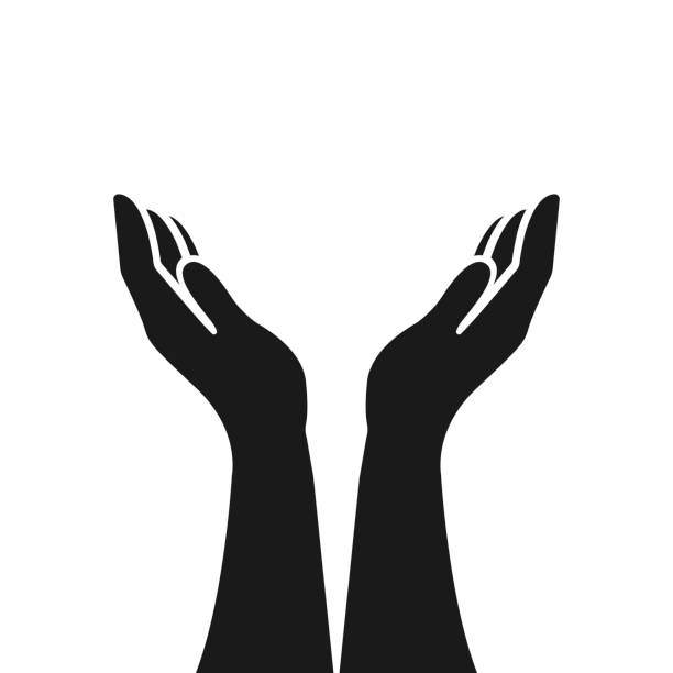 Vector protecting hands icon. Cupped hands Vector protecting hands icon. Cupped hands hands cupped stock illustrations