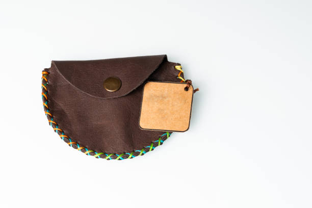 istock Handmade small leather wallet for coin etc things 1322544676
