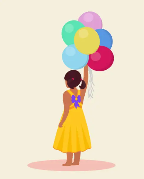 Vector illustration of Child with balloons