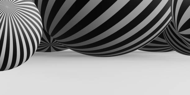 istock many decorative balls Horizontal stripes black and white 3D illustration 1322544941