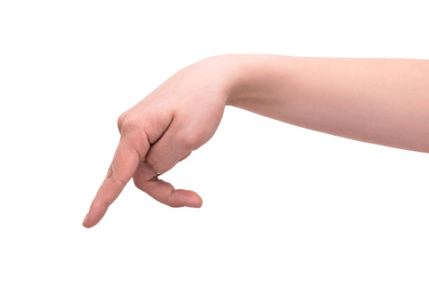istock One person's hand points the index finger at object to draw attention. Gestures and body language. The concept of referral, advertising and ordering 1322545133