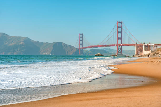 istock Golden Gate Bridge and San Francisco beach, beautiful postcard view 1322547404