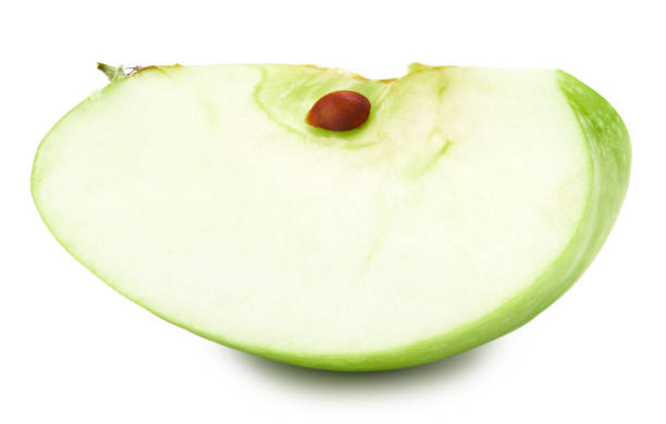 istock piece of green apple isolated on white background. clipping path 1322554136