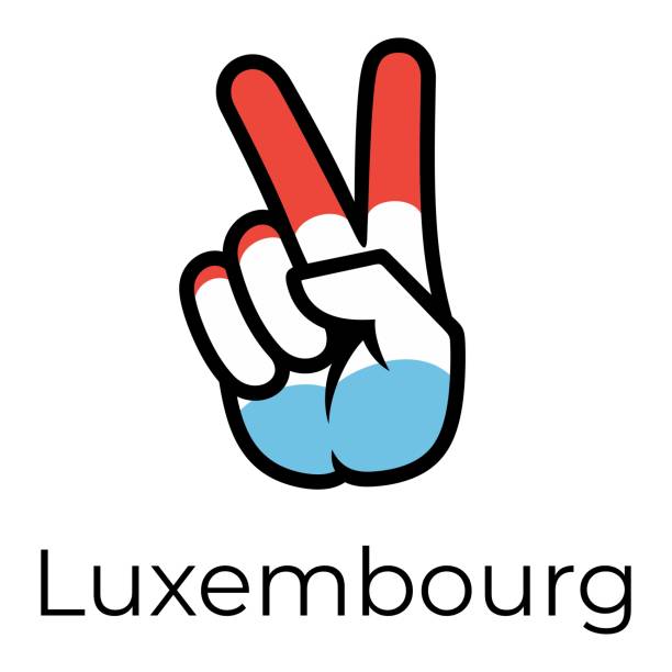 Luxembourg flag in the form of a peace sign. Gesture V victory sign, patriotic sign, icon for apps, websites, T-shirts, souvenirs, etc. isolated on white background president illustrations stock illustrations