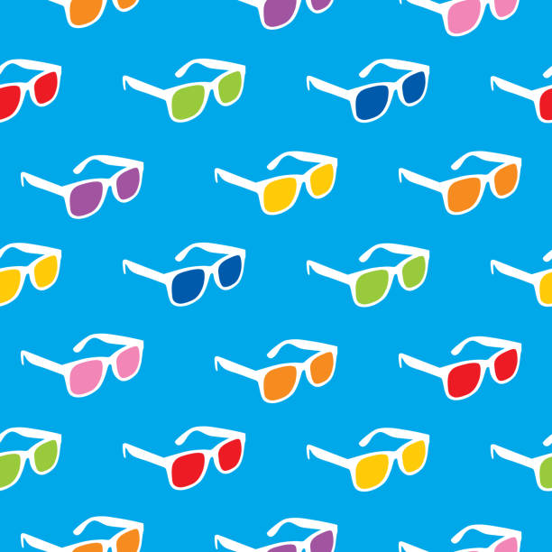 illustrazioni stock, clip art, cartoni animati e icone di tendenza di occhiali da sole bianchi modello senza cuciture - summer pattern