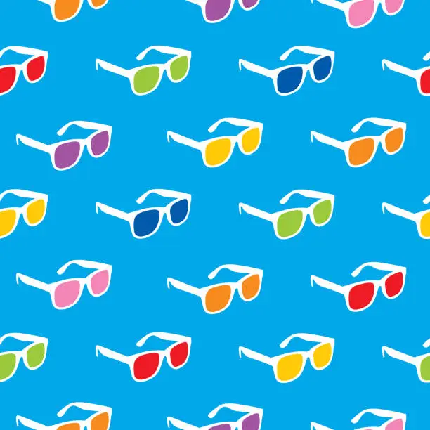 Vector illustration of White Sunglasses Seamless Pattern