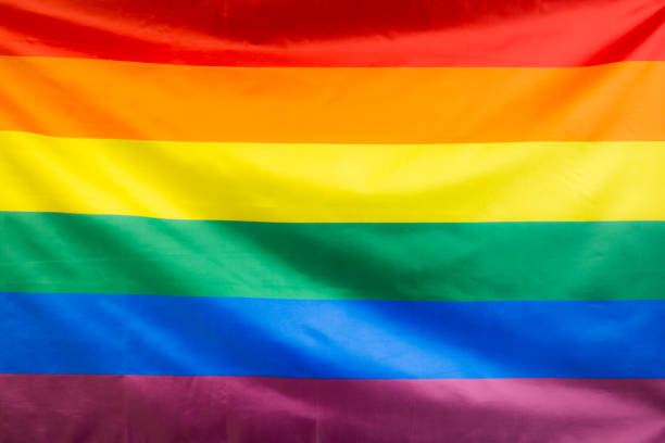 무지개 깃발을 흔드는 풀 프레임, lgbtqia 컨셉 - symbols of peace flag gay pride flag banner 뉴스 사진 이미지