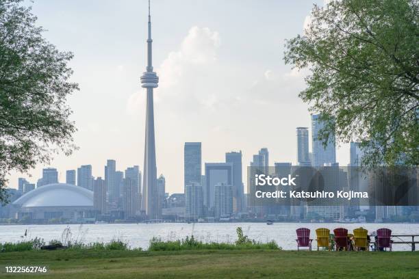 Toronto City Skyline On A Sunny Day From Toronto Island In Ontario Canada Stock Photo - Download Image Now