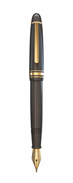 fountain pen vertical opened 3d - signature isolated fountain pen imagens e fotografias de stock