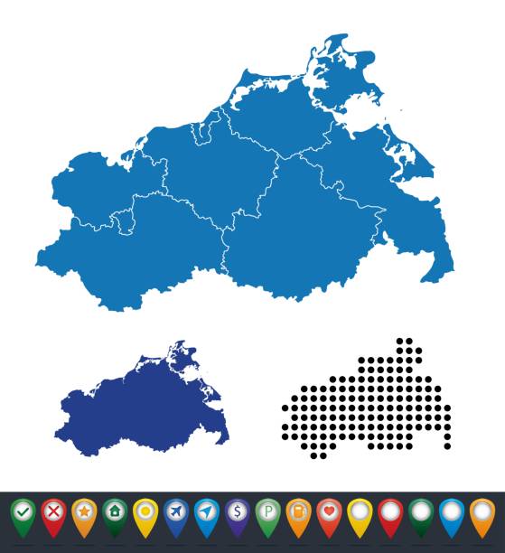 Set maps of Mecklenburg-Vorpommern state Set maps of Mecklenburg-Vorpommern state mecklenburg vorpommern stock illustrations