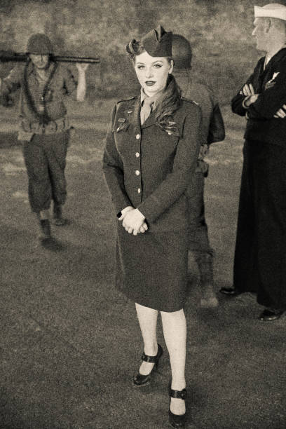 Portrait of a Caucasian Female Soldier in Uniform.