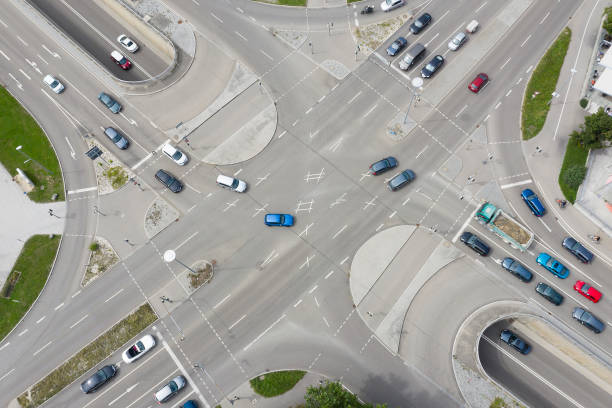 istock Traffic at Intersection of Streets, Aerial View 1322575863