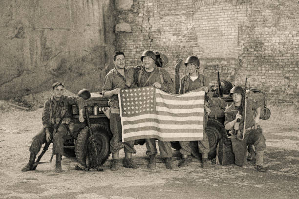 WWII American soldiers in combat