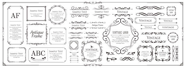 우아한 프레임 소재. 고급 디자인 소재. - 로코코 스타일 stock illustrations