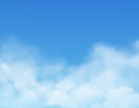 Clouds in sky, realistic cloudy air, vector heaven background. White light clouds in sky, sunny day and fresh air weather, fluffy clouds, nature spring and clean environment