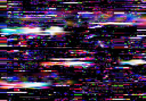 glitch auf dem fernseher, defekter computerbildschirmhintergrund - computerfehler stock-grafiken, -clipart, -cartoons und -symbole