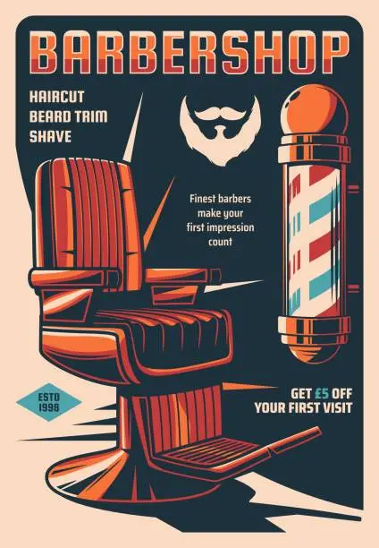 Vector illustration of Barbershop, men hairdresser saloon vintage poster