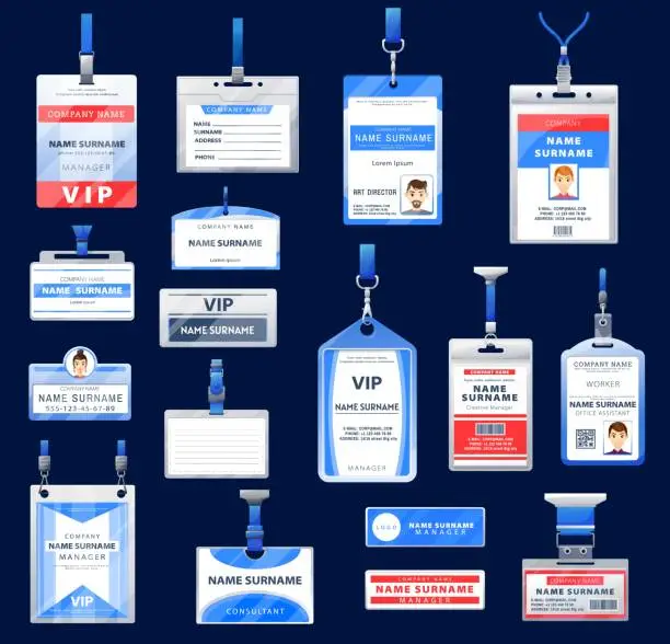 Vector illustration of Identification ID badges and cards, vector