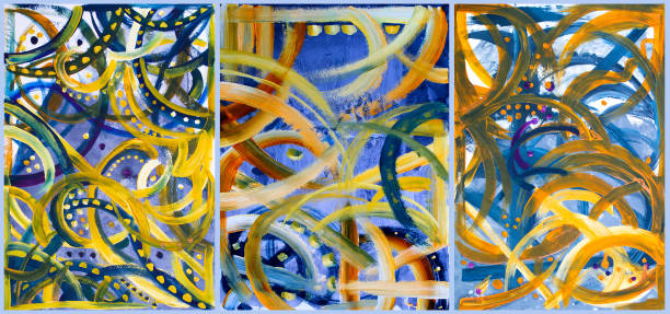 istock Set of 3 Abstract textured geometric multicolor mysterious blue and yellow backgrounds 1322595127