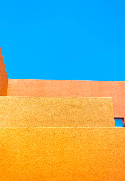 istock Santa Fe Style: Modern Adobe Building Exterior Detail, Blue Background 1322595936