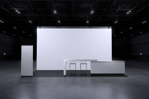 istock Exhibition standing for mockup and Corporate identity. Retail booth design elements in Exhibition hall .3d render. 1322597246