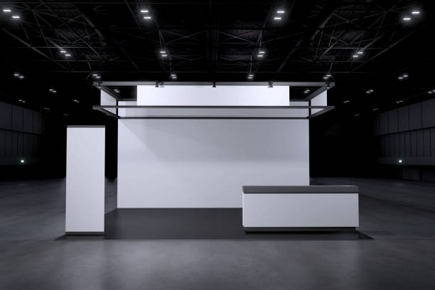 istock Exhibition standing for mockup and Corporate identity. Retail booth design elements in Exhibition hall .3d render. 1322598220