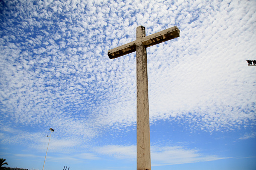 salvador, bahia, brazil - march 23, 2013: cross facing the church of Nossa Senhora de Boa Viagem in the city of Salvador.
