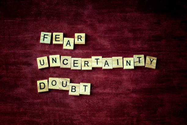 Fear, uncertainty, and doubt, FUD concept. stock photo