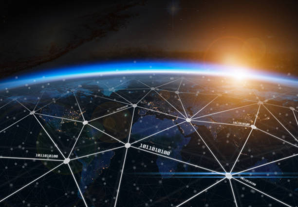 The business world is connected by information networks, digital communications and global technological growth. Elements of this image furnished by NASA. https://www.nasa.gov/