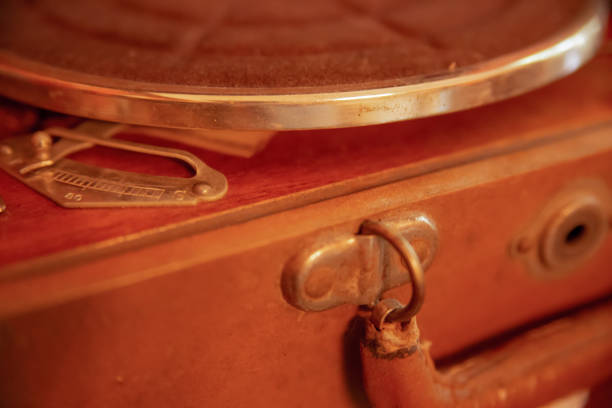 istock Vintage record player box made of leather 1322602120