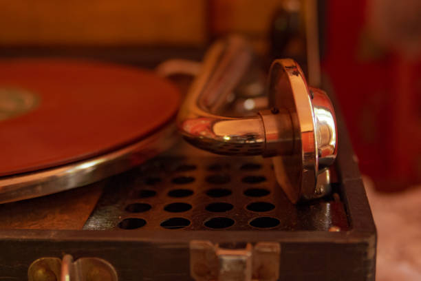 istock Vintage record player box made of leather 1322602659