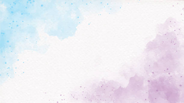 blau und violett regenbogen pastell einhorn mädchen aquarell auf papier abstrakte hintergrund - light violet stock-grafiken, -clipart, -cartoons und -symbole