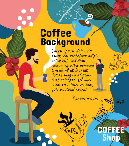 illustrazioni stock, clip art, cartoni animati e icone di tendenza di sfondo banner poster caffè e volantino banner illustrazione vettoriale design 03 - internet cafe coffee coffee bean backgrounds