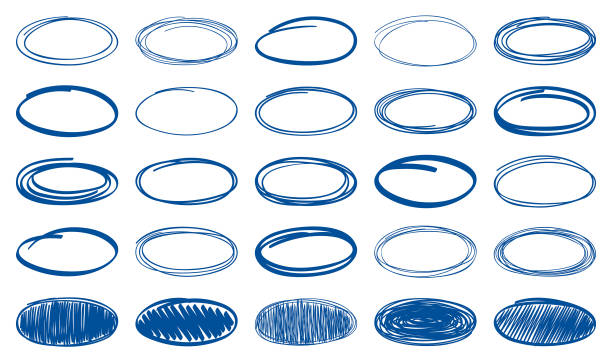 Hand drawn ovals Hand drawn ovals. Vector design elements. Frames and backgrounds circle hand drawn stock illustrations