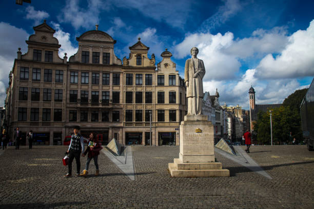 Brussels, Belgium - 10 02 2012: Belgium Brussels city center old town architectre.
