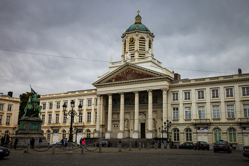 Brussels, Belgium - 10 02 2012: Place Royale is a historic neoclassical square in the Royal Quarter of Brussels, Belgium.
