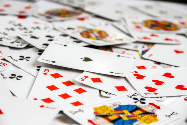 istock Classic playing card game laid out on a table 1322614218
