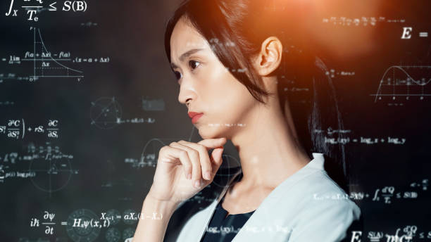 istock Science discovery concept. Thinking asian woman. Scientist. 1322617164