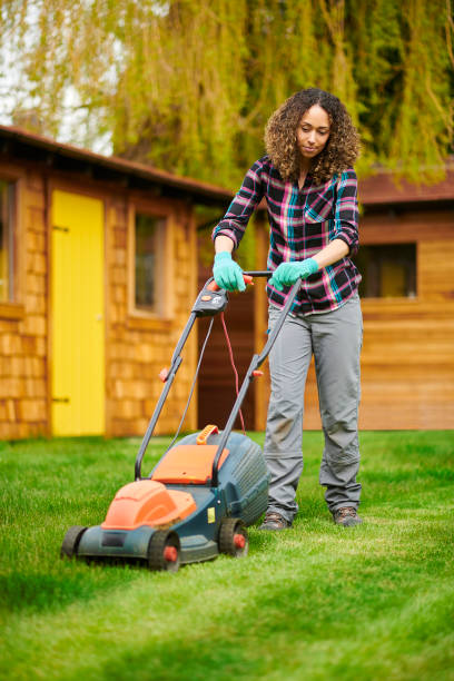 istock woman mowing her lawn 1322617254