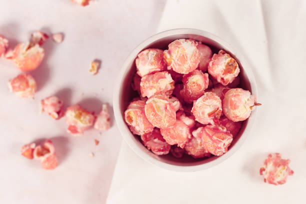 istock Pink colored strawberry flavored sweet popcorn i 1322617391