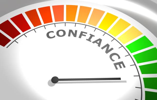 istock Trust level meter. Business and financial concept. 3D illustration 1322617633