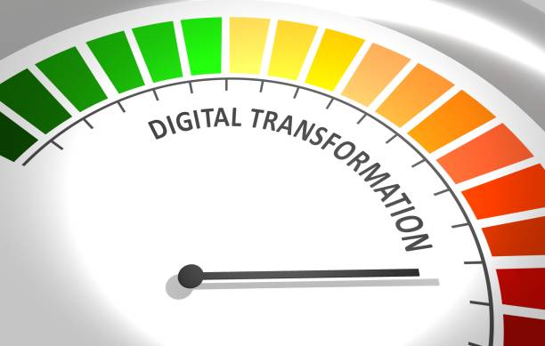 istock Digitilization level meter. Social and technology concept. 3D illustration 1322618257