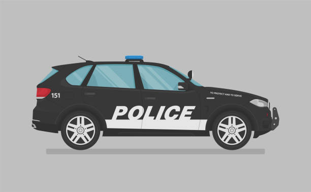 полицейский внедорожник автомобиль - police station flash stock illustrations