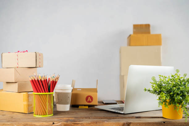 istock Laptop computer at workplace of start up, small business owner. 1322625006