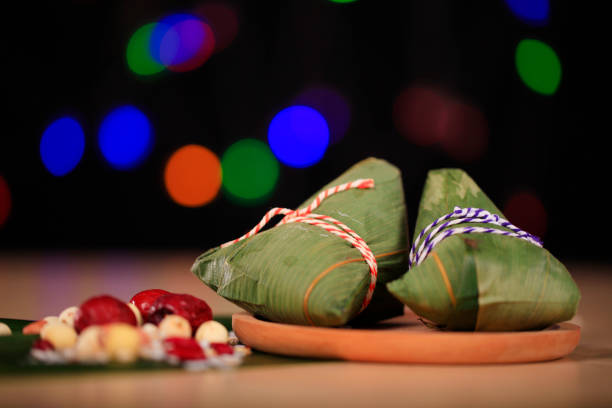 istock Rice dumplings, Glutinous Rice Wrapped in Bamboo Leaves 1322625761