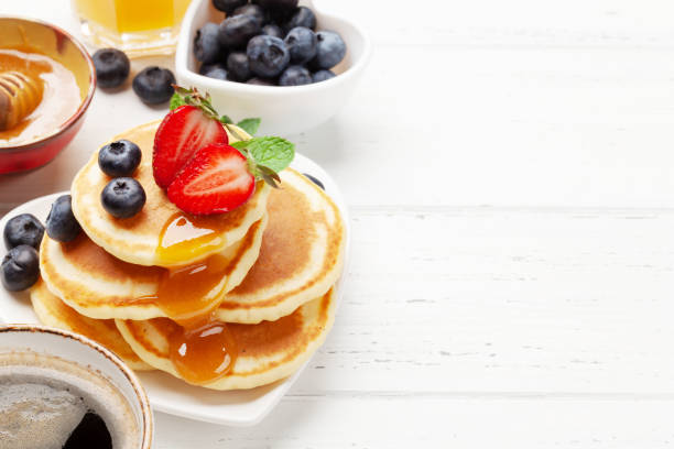 Healthy breakfast with pancakes