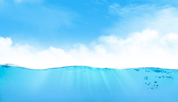 istock Waterline with sea underwater and blue sunny sky 1322629849