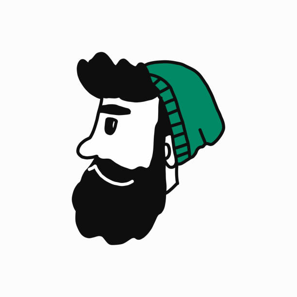 hipster male face in a hat on a white background. vector illustration in a flat isolated style. for icons, t shirt design, banner and poster. hipster male face in a hat on a white background. vector illustration in a flat isolated style. for icons, t shirt design, banner and poster background of the cool guy wearing sunglasses stock illustrations
