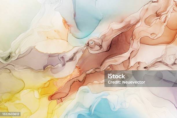 Abstract Hand Painted Alcohol Ink Texture Stock Photo - Download Image Now - Abstract, Rubbing Alcohol, Ink
