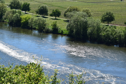silver glittering waves on the Mosel